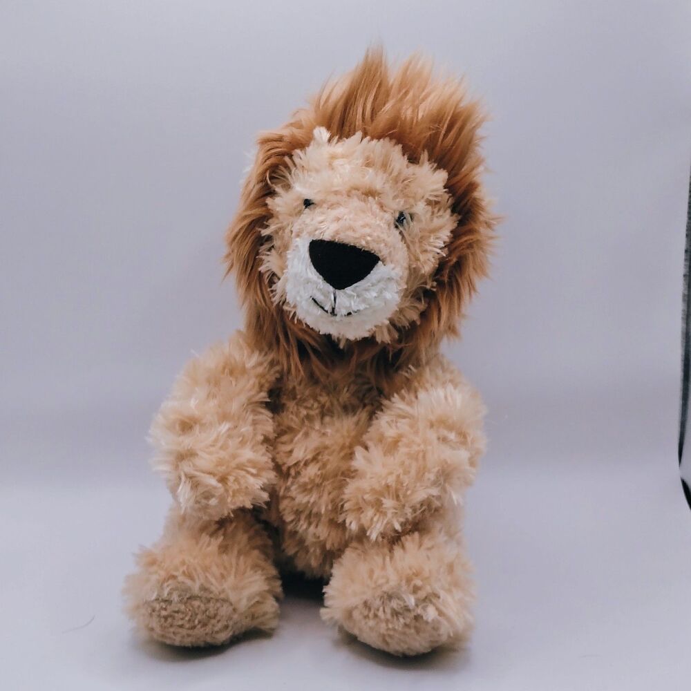 Aurora Brown Tan Fuzzy Lion Plush Sitting Stuffed Animal 11”